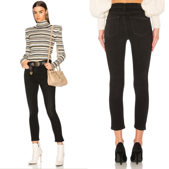 Aritzia COH Citizens of Humanity Rocket Crop Jeans Shadow Stripe Darkness - Picture 3 of 12
